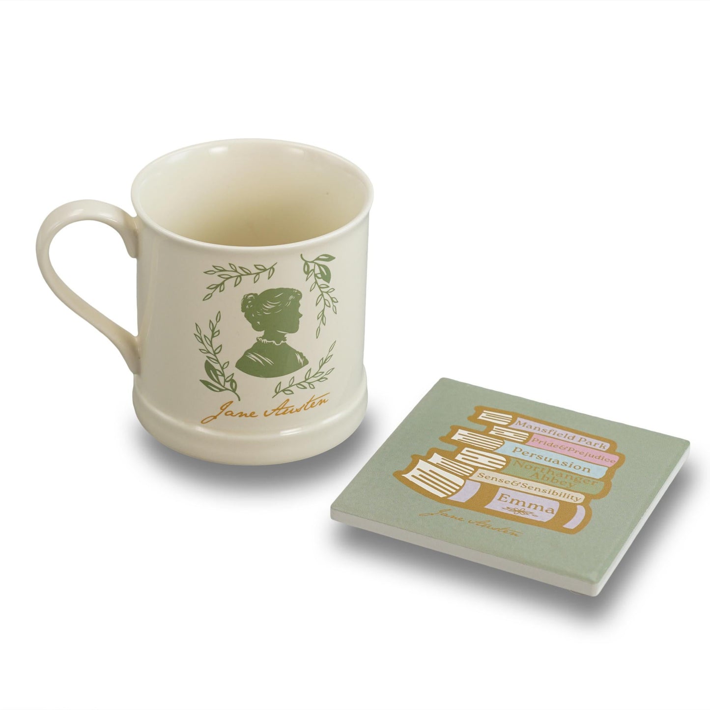 Jane Austen Books Ceramic Coaster
