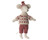 Maileg Winter Mouse with Ski Set, Mum - Red