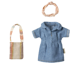 Maileg Denim Dress and Bag, Mum Mouse