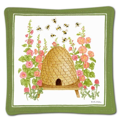 ‘ Bee Skep and Hollyhocks ‘ Spiced Mug Mat