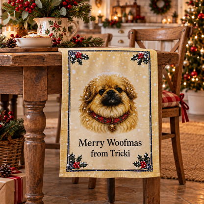 All Creatures Great and Small Merry Woofmas Tea Towel