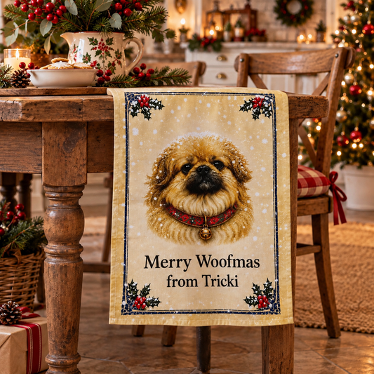 All Creatures Great and Small Merry Woofmas Tea Towel