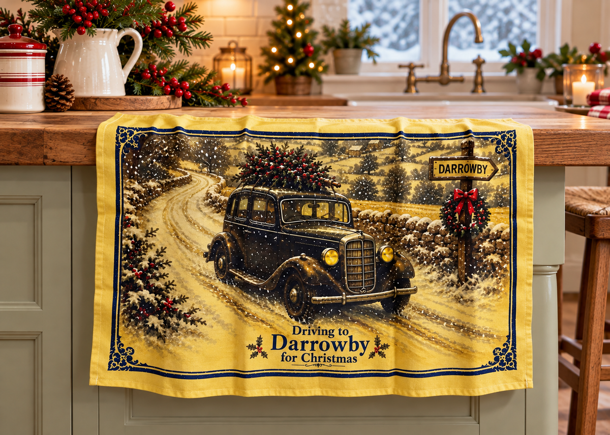 All Creatures Great and Small Driving to Darrowby Tea Towel