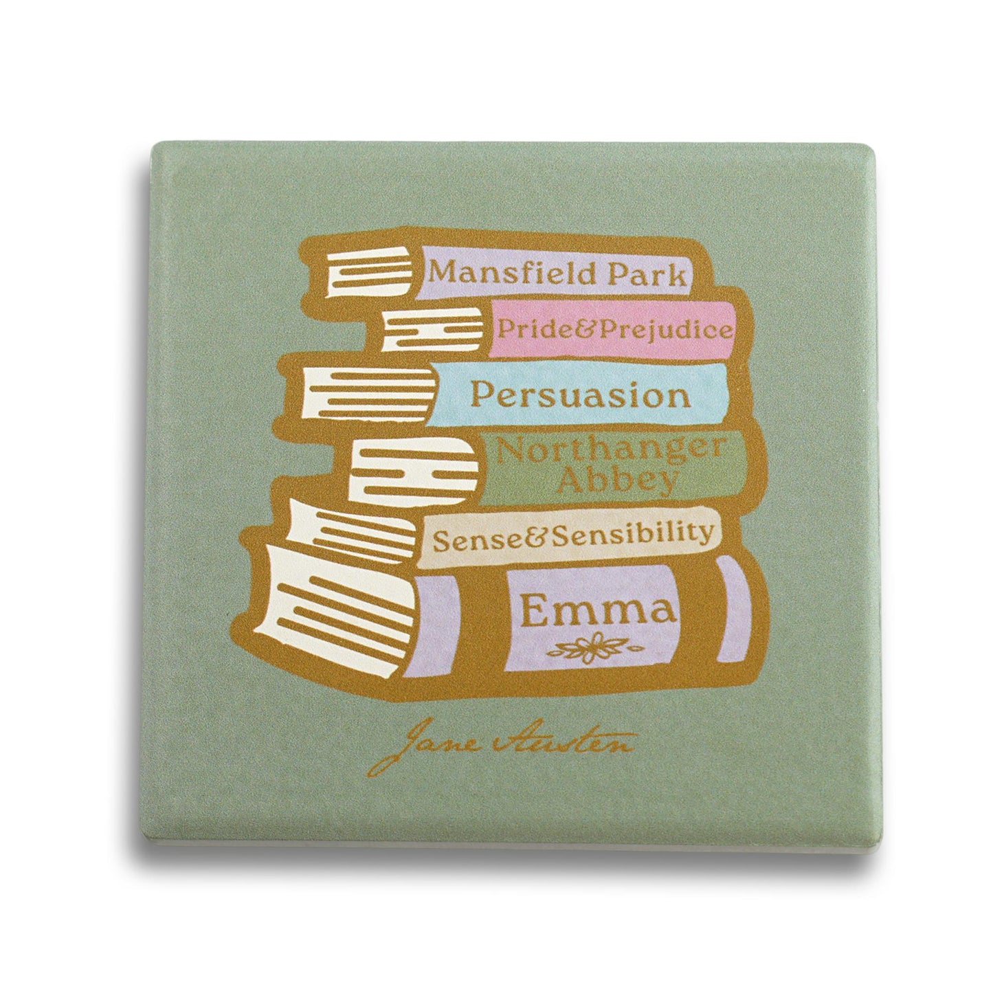Jane Austen Books Ceramic Coaster